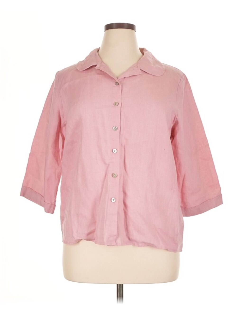 Grae Cove Women's Hollister Pink Linen Button-Down Shirt 3/4 Sleeve - Size XL - Picture 2 of 12